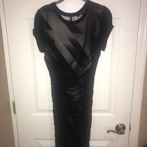 BCBG MAXAZRIA BODYCON SHEER OVERLAY DRESS